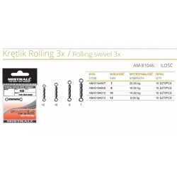 Griezulis Mistrall - Rolling swivel 3x (# 7, 22 kg, 10 gab.), AM-8104607