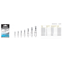 Griezulis ar karabīnu Mistrall - Rolling Swivel with Fastlock Snap (#1, 35 kg, 10 gab.), AM-8331001