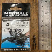 Griezulis ar karabīnu Mistrall - Rolling Swivel with Fastlock Snap (#4, 25 kg, 10 gab.), AM-8331004