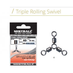 Mistrall griezulis Triple Rolling Swivel (#8, 12 kg, 10 gab.), AM-8061008