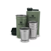 Stanley Dāvanu komplekts The Pre-Party Shot Glass + Flask Set, degvīna glāzītes 4 gab. 59mL un blašķe 0,23L zaļš, 2801883034